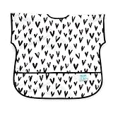 Bumkins Junior Bib / Short Sleeve Toddler Bib / Smock 1-3 Years, Waterproof, Washable, Stain and Odor Resistant -  Black Hearts