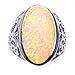 Best Seller Elegant Oval Shape Lab Created White Opal .925 Sterling Silver Ring Sizes 5-12