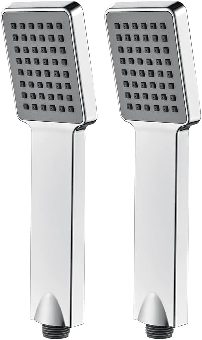 Ibergrif M20202 Square Rainfall Shower Head Universal Handheld Chrome Pack of 2