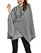 Meaneor Women Casual O-Neck Solid Knit Cloak Asymmetric Wrap Poncho Topper Pullover Sweater