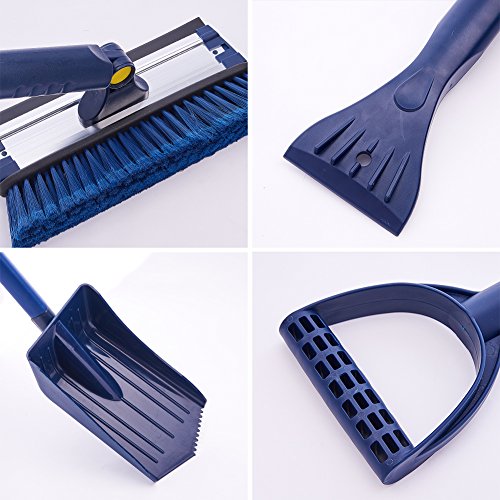 Jscarlife 47"-34"Portable Heavy Duty Snow Shovel Multi-function Car Brush and Ice Scraper with Foam Grip | Auto Snow Removal | Small Car Windshield | Lightweight Tough Durable - Thumbnail 4