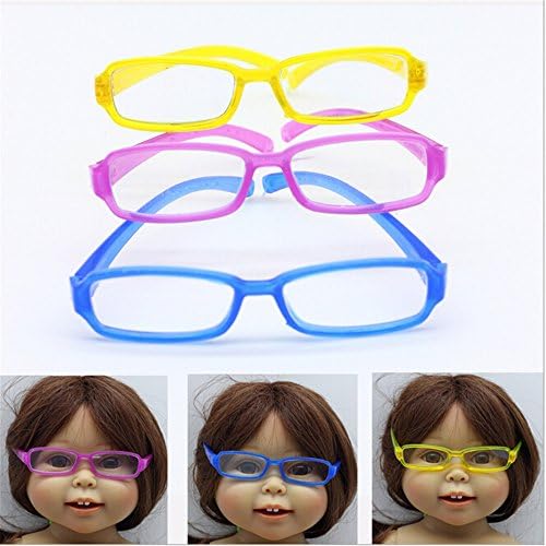 3 Pcs American Girl Doll Accessories Sunglass(With Lens) Yellow/Blue/Purple For 18 Inch Dolls
