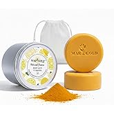 Marigold glow Kojic Acid & Turmeric Cleanser Bar โ Brightening & Exfoliating Natural Soap with Vitamin C, Retinol, Collagen & Hyaluronic Acid โ For Face & Body, 3.5 oz (Pack of 2)