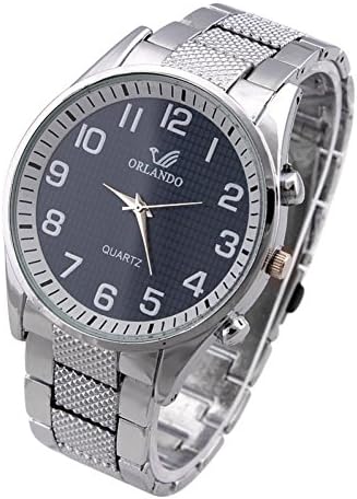 HOTLOVE Men'S Stainless Steel Wristwatches Analog Quartz Watches 2 Colors Large Rounb Dial Luxury Brand Watch New 2015
