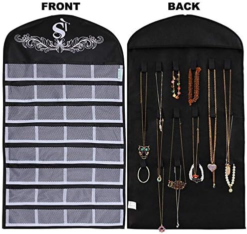 Cosi Fashion Jewelries Hanging Organizer Holder 32 Pockets 18 Hooks and Loops - Black