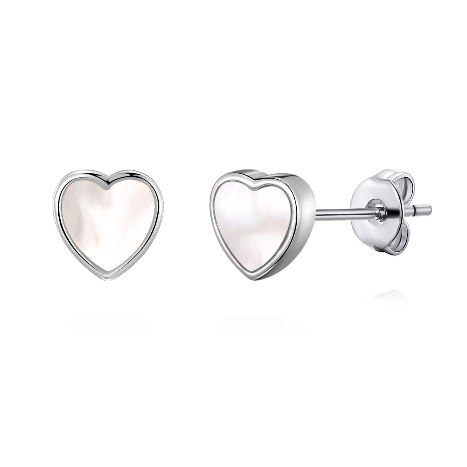 Philip Jones Mother of Pearl Heart Stud Earrings