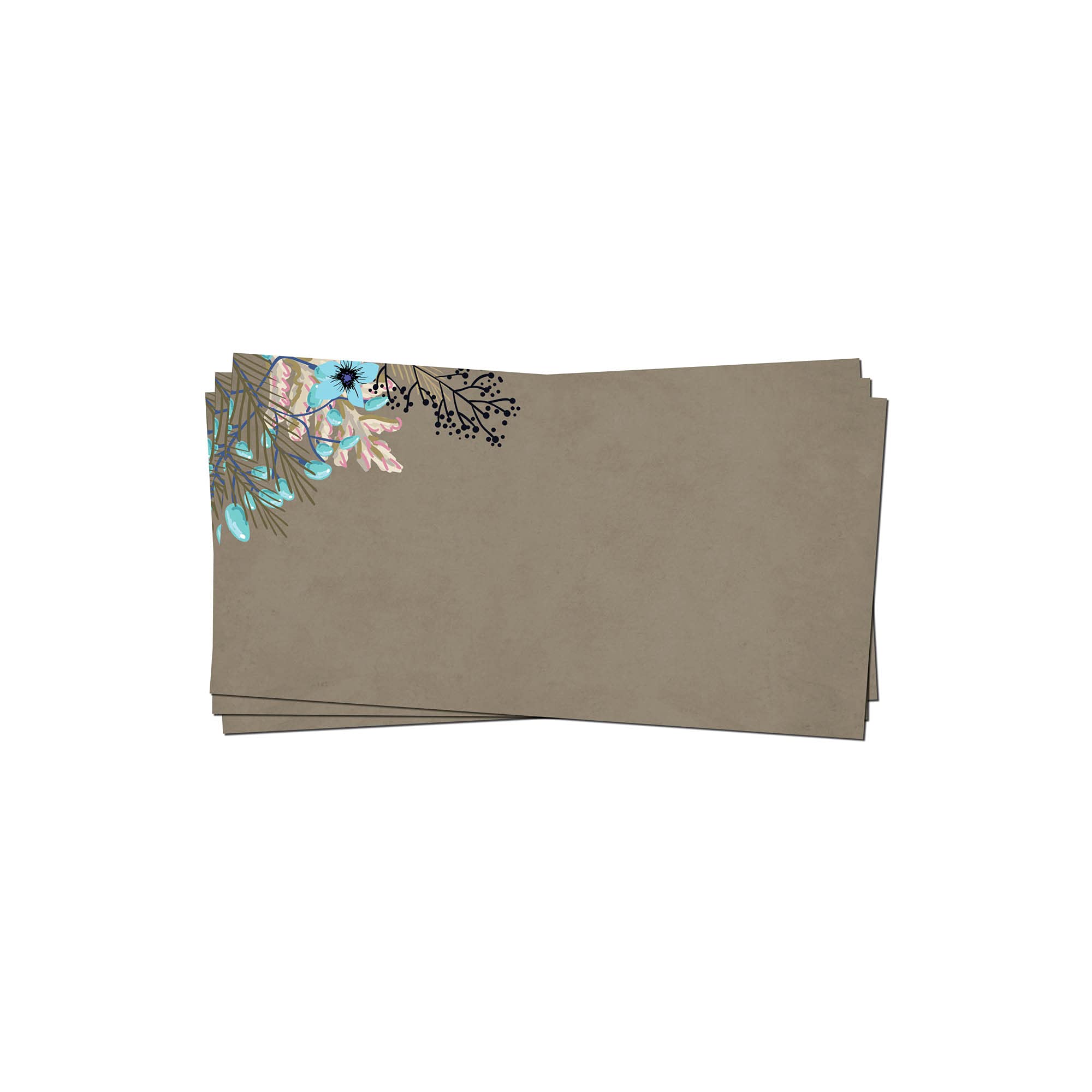 PRESENTOU Letter Paper Printed on Both Sides 120 g Paper | Motif Paper Certificate Paper Certificate Menu Love Letter (Flowers & Brown, 50 Envelopes)