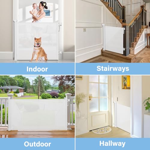 PRObebi Retractable Baby & Dog Gate - Extends to 54" Wide, 34" Tall - Stair, Doorway & Hallway Use