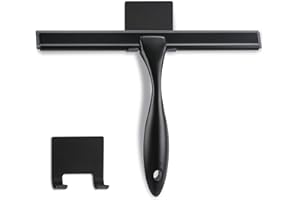 NETANY Shower Squeegee, 14-Inch Matte Black Squeegee, All-Purpose Stainless Steel Squeegee for Bathroom, Shower Doors, Mirrors, Tiles and Car Windows - 100% Streak Free