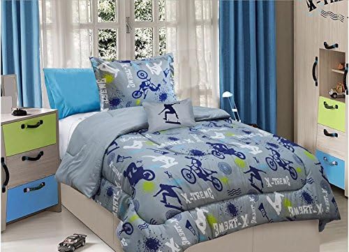 JHF Skateboard,Bike Xtreme Sports Boys Chic Comforter Set Twin