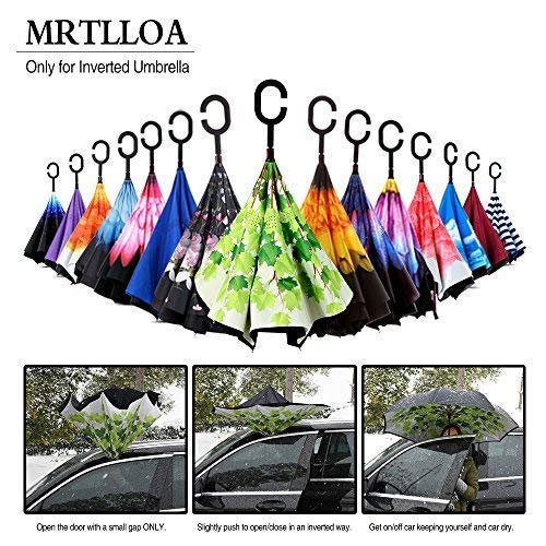 MRTLLOA Double Layer Inverted Umbrella with C-Shaped Handle, Anti-UV Waterproof Windproof Straight Umbrella for Car Rain Outdoor Use