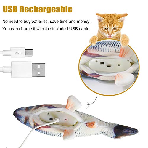 Senneny Electric Moving Fish Cat Toy, Realistic Plush Simulation Electric Wagging Fish Cat Toy Catnip Kicker Toys, Funny Interactive Pets Pillow Chew Bite Kick Supplies for Cat Kitten Kitty (Catfish)