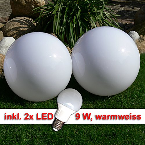 Led Kugellampe 2 X 50cm Set Kugelleuchte Incl 9 Watt Led Leuchtmittel E27 Warmweiss Gartenkugel Leuchtkugel Fur Aussen Kugellampen Set Fur Den Garten Amazon De Beleuchtung