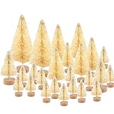 KUUQA 48 Pcs Mini Christmas Trees Bottle Brush Trees Tabletop Model Trees for Christmas Decoration DIY Room Decor Diorama Models (White)