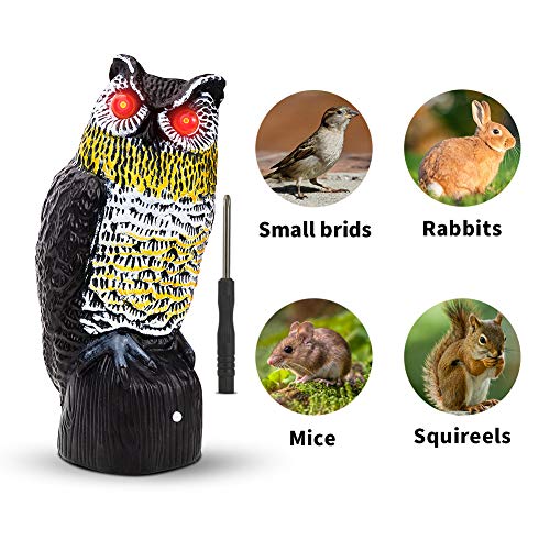 Thanos Fake Owl Decoy Scare Birds Away Solar Pigeon Woodpecker