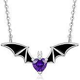 Fenthring Halloween Bat Necklace for Women Sterling Silver Goth Black Bat Pendant Necklaces Vampire Witch Bats Jewelry Holiday