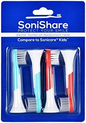 SoniShare Replacement Toothbrush Heads for Philips Sonicare Kids Toothbrushes, 4 Pack (4)