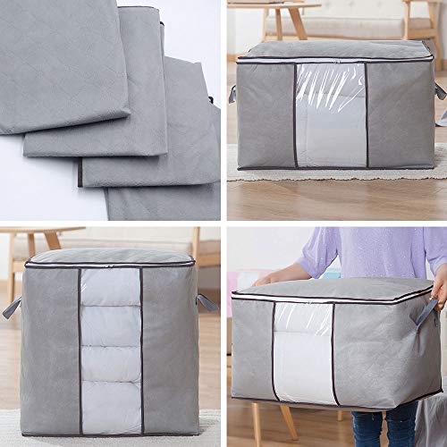 Daily Treasures 4 Pack Breathable Blanket Storage Bag Foldable Household Home Organizers for Clothes,Bedding,Sheets
