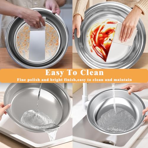 AUUCFW Chafing Dish Buffet Set, 4.5 Liter, Stainless Steel Buffet Set, Round Catering Warmer with Lid Water Tray Holder Fuel Rack Lid Shelf Spoon for Any Party(4 Pcs)