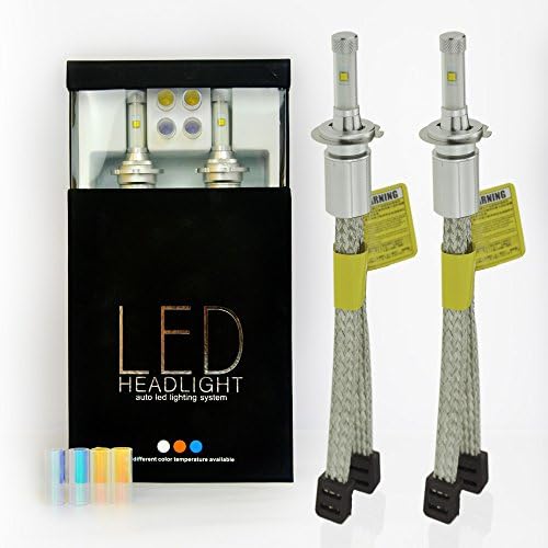 Markcars H7 Car Headlamp 9600LM 60W LED Auto Headlight Bulbs Conversion Kit with Lumileds Chip 6000k/3000K/8000K All-in-One Plug and Play (Set of 2 Bulbs) - 2 Yr Warranty