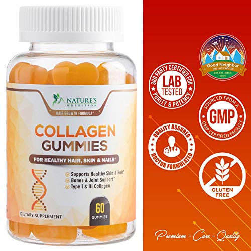 Collagen Gummies Hair Gummy Vitamins Highest Potency 100000 mcg - Natural Proteins and Collagen Pept - //coolthings.us