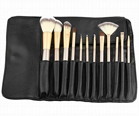 Yoa 12 Pieces Makeup Brush Set | Horse Hair Professional Kabuki Makeup Brush Set Cosmetics Foundation Makeup Brushes Set Kits with black-colored Case Bag