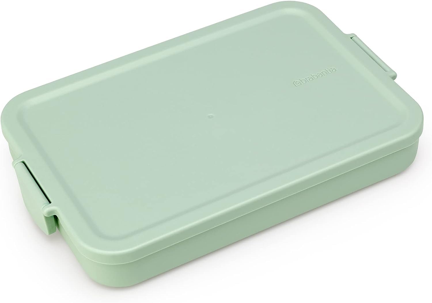 Brabantia - Make & Take Lunch Box Flat - Medium Volume (1.1L) - BPA-Free - Lid with Clips - Suitable for Freezer - Dishwasher & Microwave Safe - Jade Green - 25.5 x 16.6 x 3.7 cm