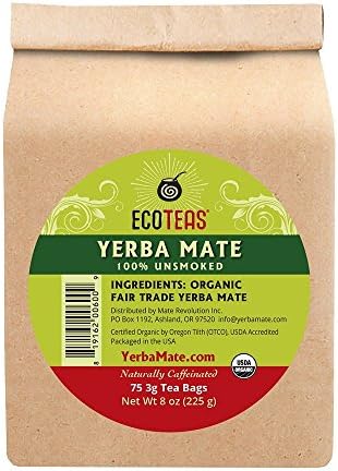 ECOTEAS Organic Unsmoked Yerba Mate Tea 75 bags