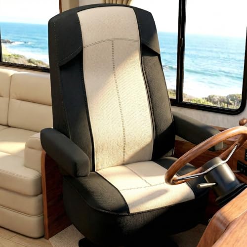 VALUN RV Seat Covers (2 Pack) – Captains Chair Seat Covers for RV Captain Chair & Motorhome Chairs, Universal Fit RV Chair Covers for Camper, Trailer, Van, Protects Against Dirt, Spills & Wear at Amazon