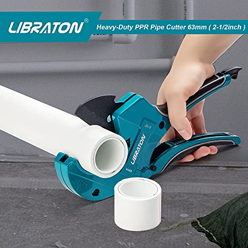 Libraton PVC Pipe Cutter 2-1/2" (63mm), Large PVC Pipe Cutter, Improved Blade for Heavy Duty Plastic Pipe Cutter for Cutting PVC Pipes, Pex Pipes, Plastic Pipes | Improved blade for heavy duty plastic pipe cutter for cutting PVC, PEX, plastic pipes (improved version)
