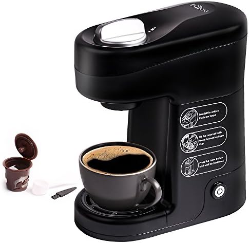 Baskiss Single Serve Coffee Maker, Coffee Machine with Quick Brew Technology for Most Singer Cup Pods, 1 Reusable Solo Filter Included