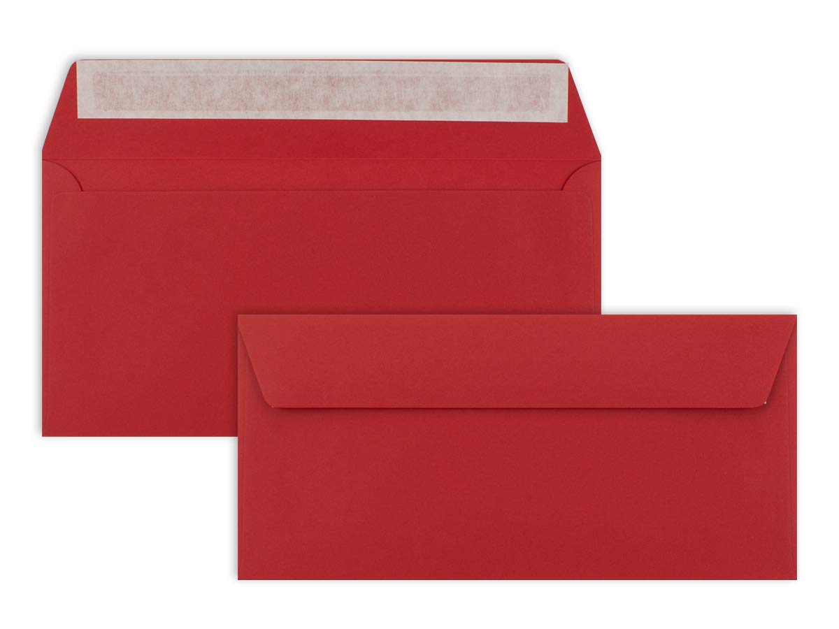 Envelopes DIN Long – Rose Red – 110 g/m²; 220 x 110 mm – Very Stable – Self-Adhesive – Quality Brand: Neuser Colourful pink-red