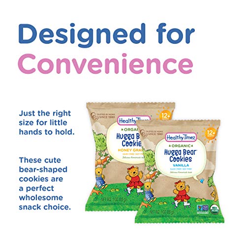 Healthy Times Organic Hugga Bear Snack Pack Cookies for Kids, Vanilla & Honey Graham Variety Pack | For Toddlers, 12 Months and Older | 1 Oz. Bag, 24 Count - Thumbnail 3