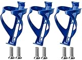 Basecamp Mountain Bike Bicycle Cycling Plastic Water Bottle Holder Cages Pack of 3 with 6 Screws Cycling Equipment Bike Accessories (Blue)