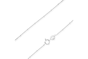 SEA OF ICE Sterling Silver 1mm Diamond-Cut Bead Station Rolo Chain Anklet for Women, Size 9", 10" and 11" Italy