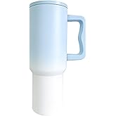 Chayber 40 oz Tumbler with Handle and Straw Coffee Cup Stainless Steel Insulated Tumbler with Lid Leak Proof Spill Proof for Travel Mug,BlueWhite 40 oz
