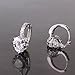 GULICX White Gold Tone Heart White Crystal Cubic Zirconia Huggie Lever Back Hoop Earrings