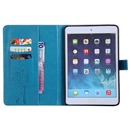 iPad Mini 2 Mini 3 Case, LittleMax(TM) Lightweight PU Leather Flip Stand Embossed Cat & Tree Case Smart Cover with Auto Wake/Sleep for Apple iPad Mini 3/2/1 [One Free Stylus Pen]-#2 Blue - Thumbnail 7