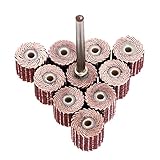 Dophee 10Pcs 240 Grit Flap Sanding Wheel Head Grinding Disc & 3mm Arbor for Rotary Tool