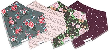 Baby Bandana Bib Drool Bibs for Teething Baby Girls 4 Pack Carina Set by Ellamena