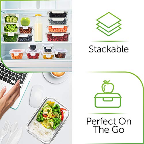 Glass Food Storage Containers with Lids - Glass Meal Prep Containers Glass Containers For Food Storage with Lids 30 Pcs. Glass Storage Containers with Lids Glass Food Containers Glass Lunch Containers