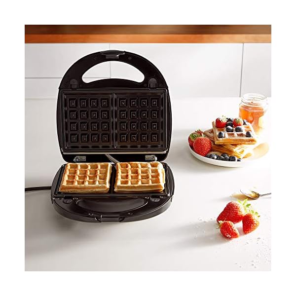 VonShef-3-in-1-Sandwich-Toaster-Waffle-Maker-Grill-Dual-Plate-Press-for-Toasties-Paninis-Snacks-Easy-to-Use-Clean-Non-Stick-Interchangeable-Plates-Compact-Portable-Size--Black-700W VonShef Waffle Maker 3 in 1 – Sandwich Toaster, Panini Press, Waffle Iron with Non-Stick Easy Clean Removable Plates…