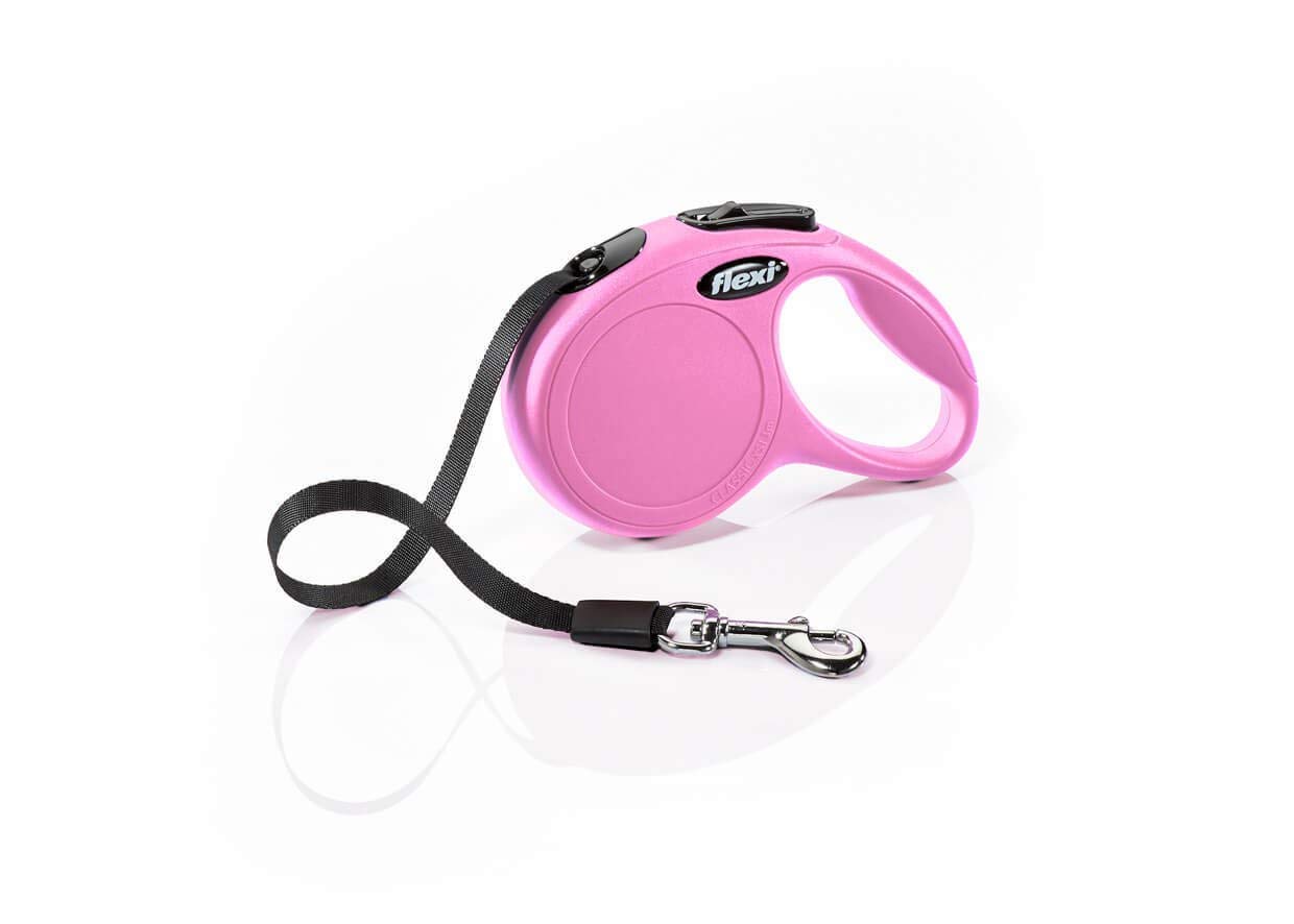 Flexi, CL00T3.251.p, dog leash, roller leash, cat leash, with a comfortable braking system, new classic strap, 3 m, pink