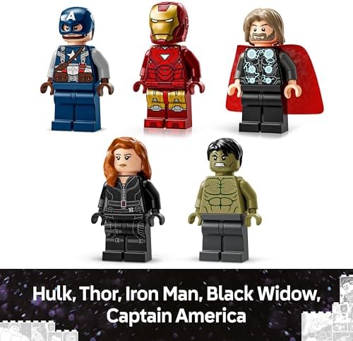 | Marvel: MARVEL Logo & Minifiguren - Sammlerstück inkl. Hulk, Thor, Iron Man, Black Widow und Captain America - Bauset mit Avengers Figuren - Geschenk für Jungen und Mädchen ab 12 Jahren - 76313
