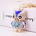 Jzcky Shzrp Lovely Owl Shape Crystal Rhinestone Keychain Key Chain Sparkling Key Ring Charm Purse Pendant Handbag Bag Decoration Holiday Gift(Blue)