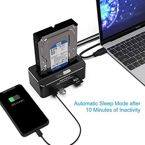 RSHTECH USB 3.0 to SATA Hard Drive Docking Station SD TF Card Reader 2 USB 3.0 Ports 2.5 3.5 inch External SATA HDD SSD, Tool Free Automatic Sleep Function - Thumbnail 2