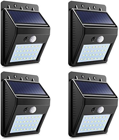 Outdoor Solar Lighting 28 LED Waterproof Separable Solar Panel PIR Motion Sensor Wall Lights for Fence Pathway Garden Pathway Driveway (4 Pack)