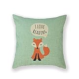 CoolDream New Arrival Pillowcase Kids Design Aqua Blue Background I Love Reading Girl Throw Pillow 18 X 18 Square Cotton Linen Pillowcase Cover Cushion