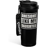 SANDJEST Dad Tumbler from Daughter - Stainless Steel 2-in-1 Lid Coffee Tumbler 18 oz, Awesome Like My Daughter Insulated Travel Mug Gift for Men Husband Dad, Birthday Christmas Father's Day