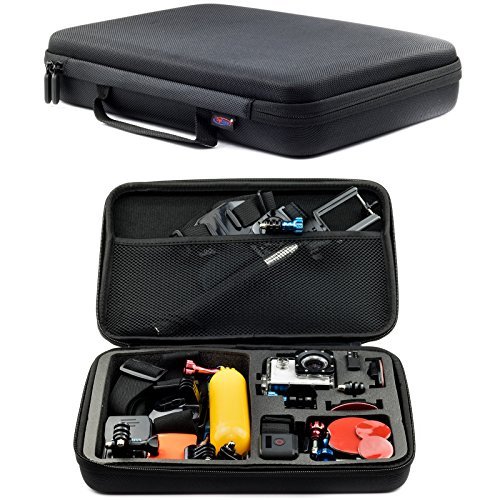 Digicharge Carry Case for Action Cameras Gopro Lit Hero 13 Hero13 Hero12 Max 2/DJI Osmo Action 5 / Hero10 Hero 13 12 11 Mini 10 9 8 Akaso Apexcam Dragon Touch Vemont Cam Large 34x24x7cm